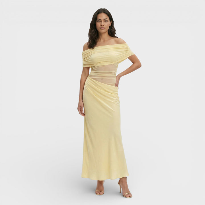 Robe Longue Froncée Asymétrique Femme