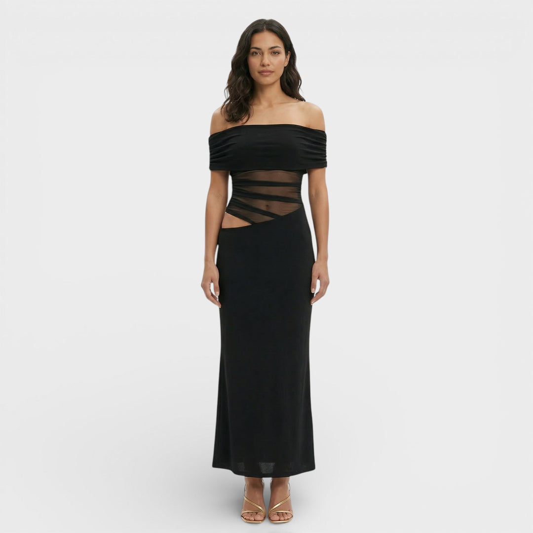 Robe Longue Froncée Asymétrique Femme