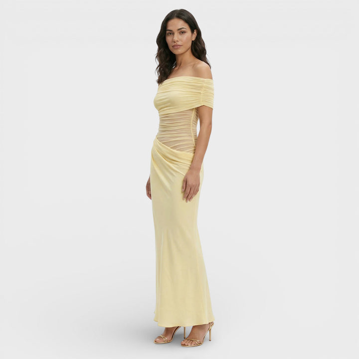 Robe Longue Froncée Asymétrique Femme