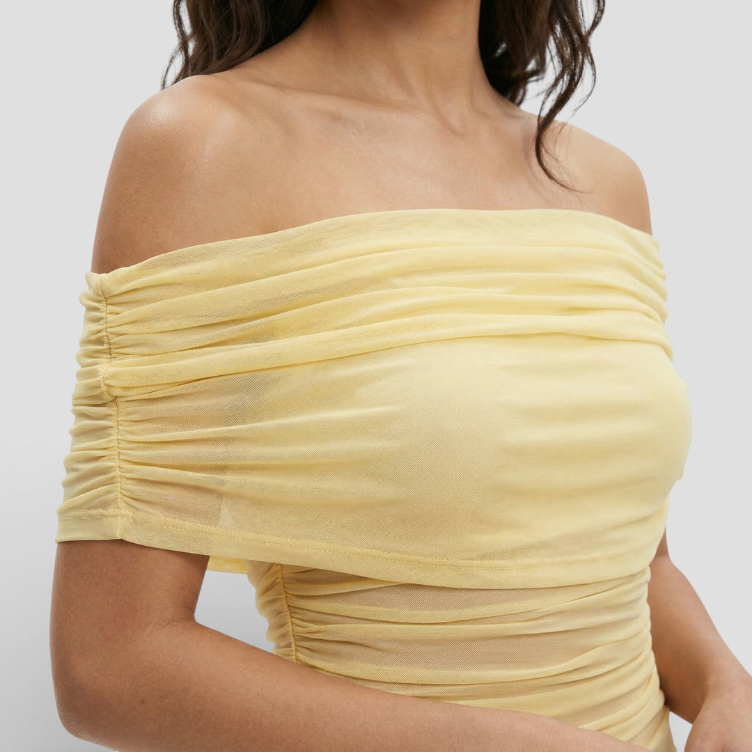 Robe Longue Froncée Asymétrique Femme