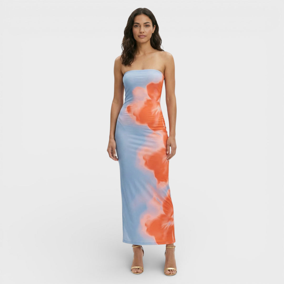 Robe Maxi Strapless Imprimée Femme