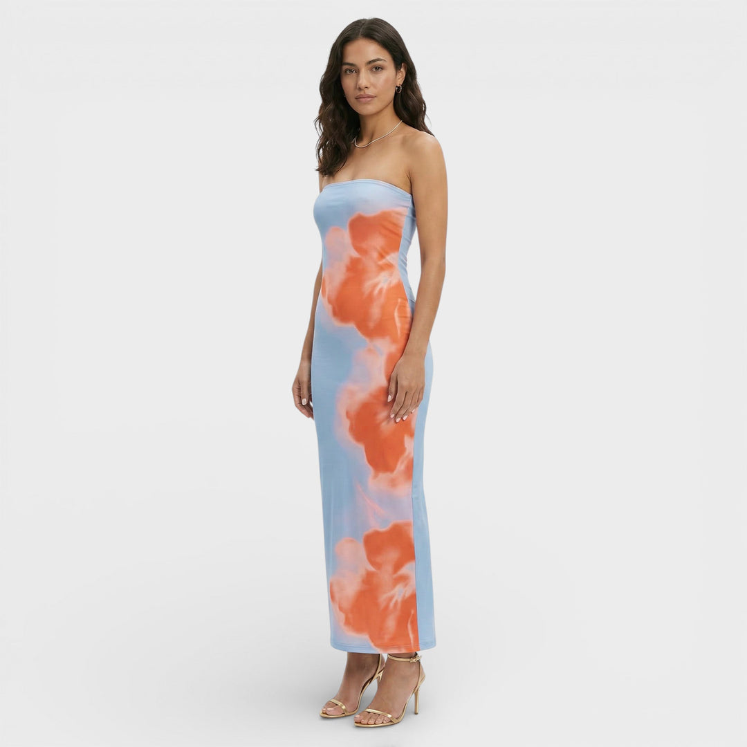 Robe Maxi Strapless Imprimée Femme