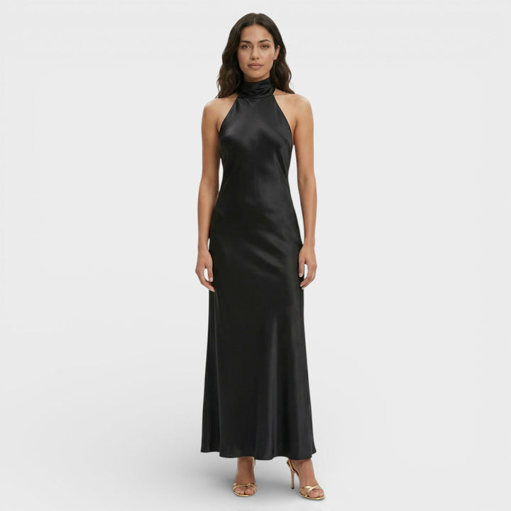 Robe Maxi Satin Halter Femme