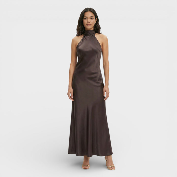 Robe Maxi Satin Halter Femme