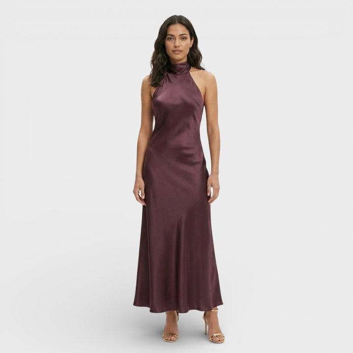 Robe Maxi Satin Halter Femme