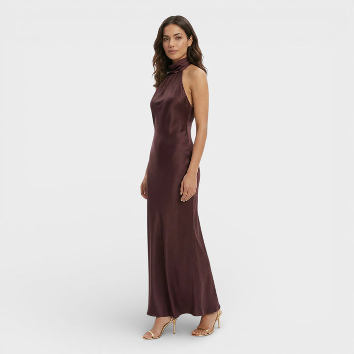 Robe Maxi Satin Halter Femme
