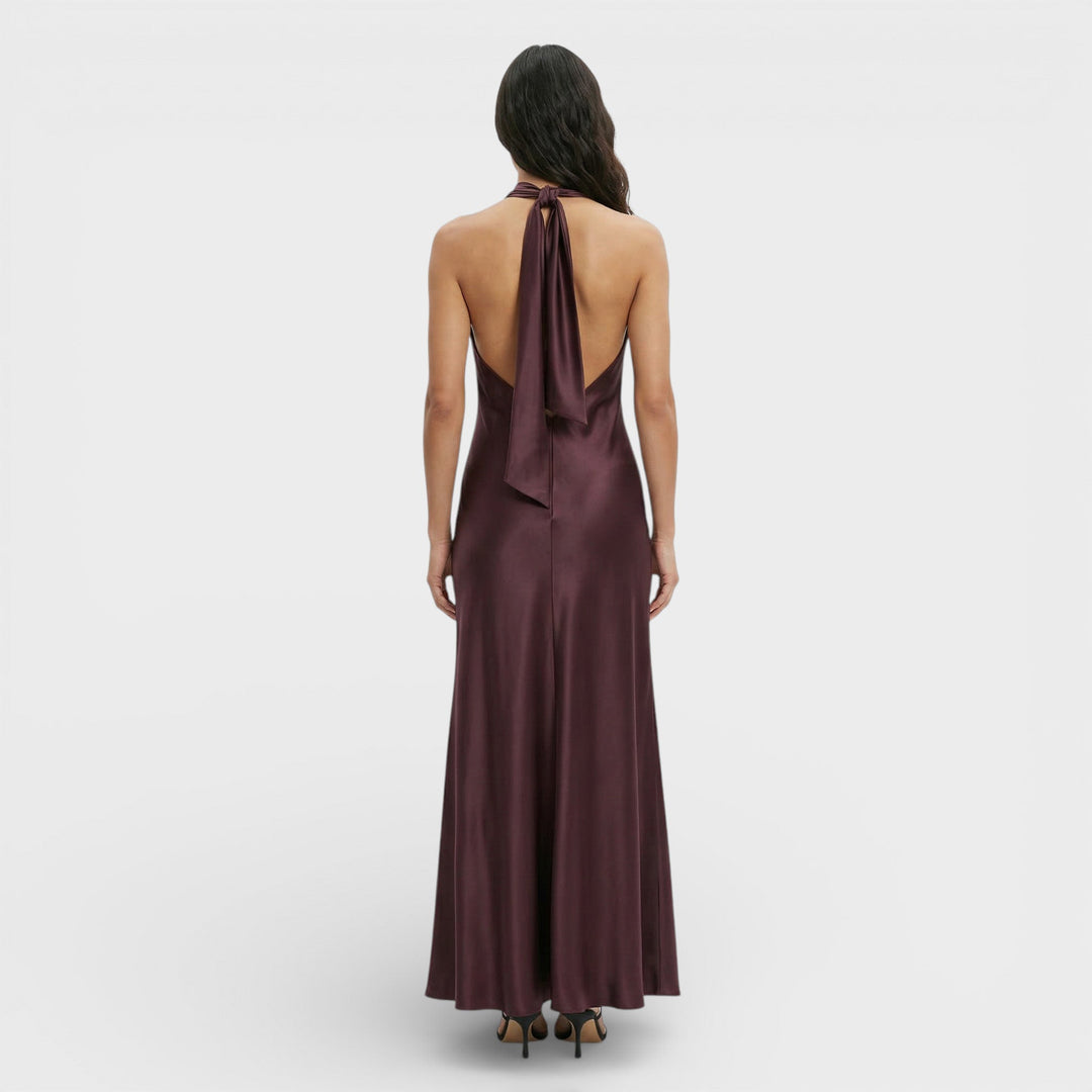 Robe Maxi Satin Halter Femme