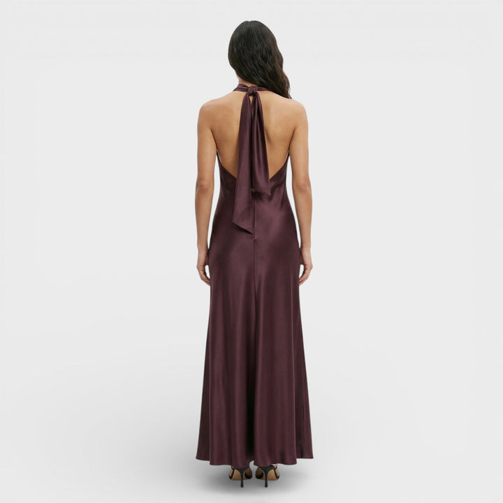 Robe Maxi Satin Halter Femme