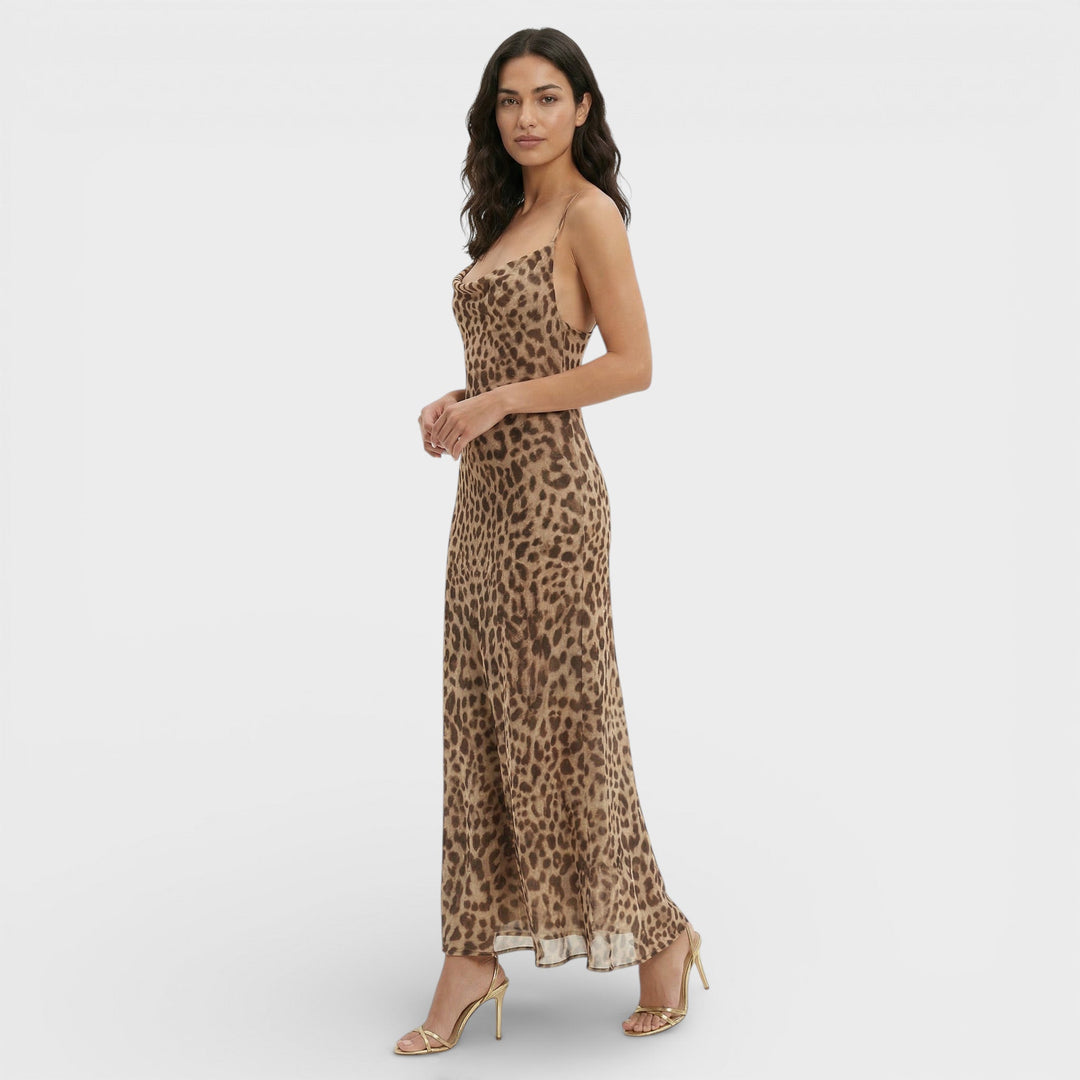 Robe Midi Léopard Dos Ouvert