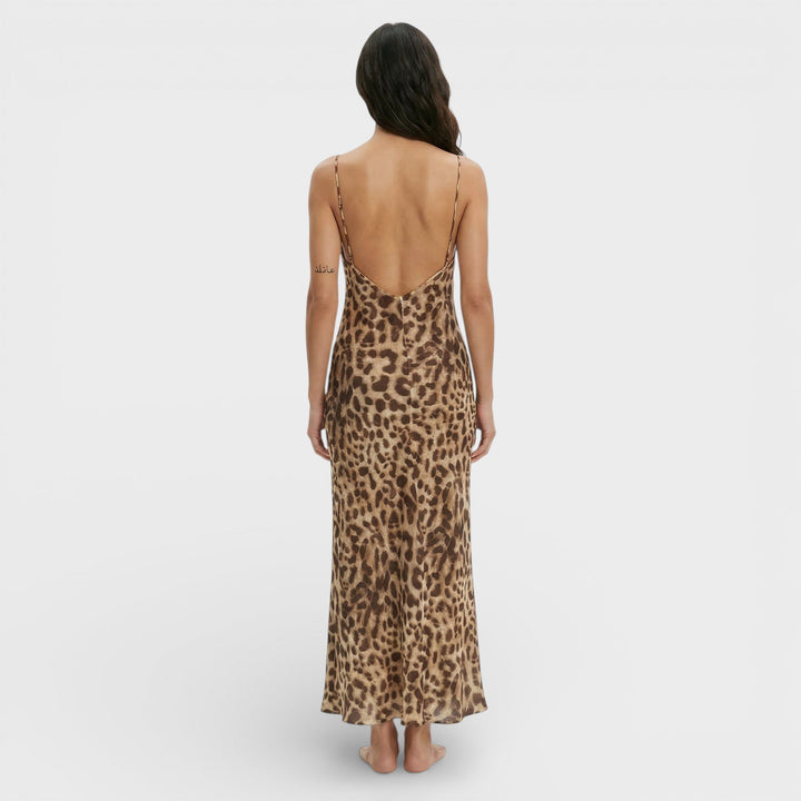 Robe Midi Léopard Dos Ouvert