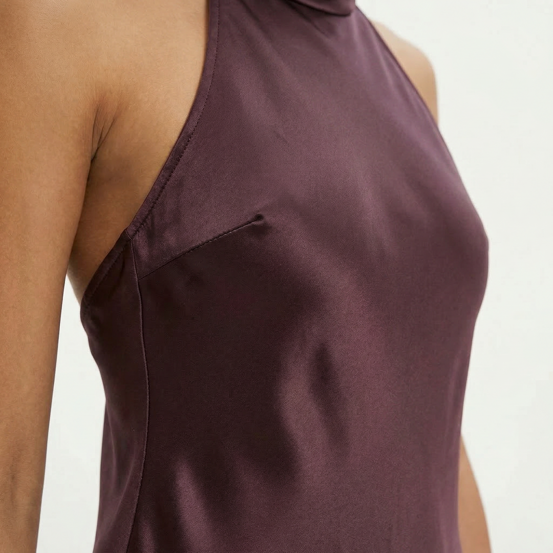 Robe Maxi Satin Halter Femme
