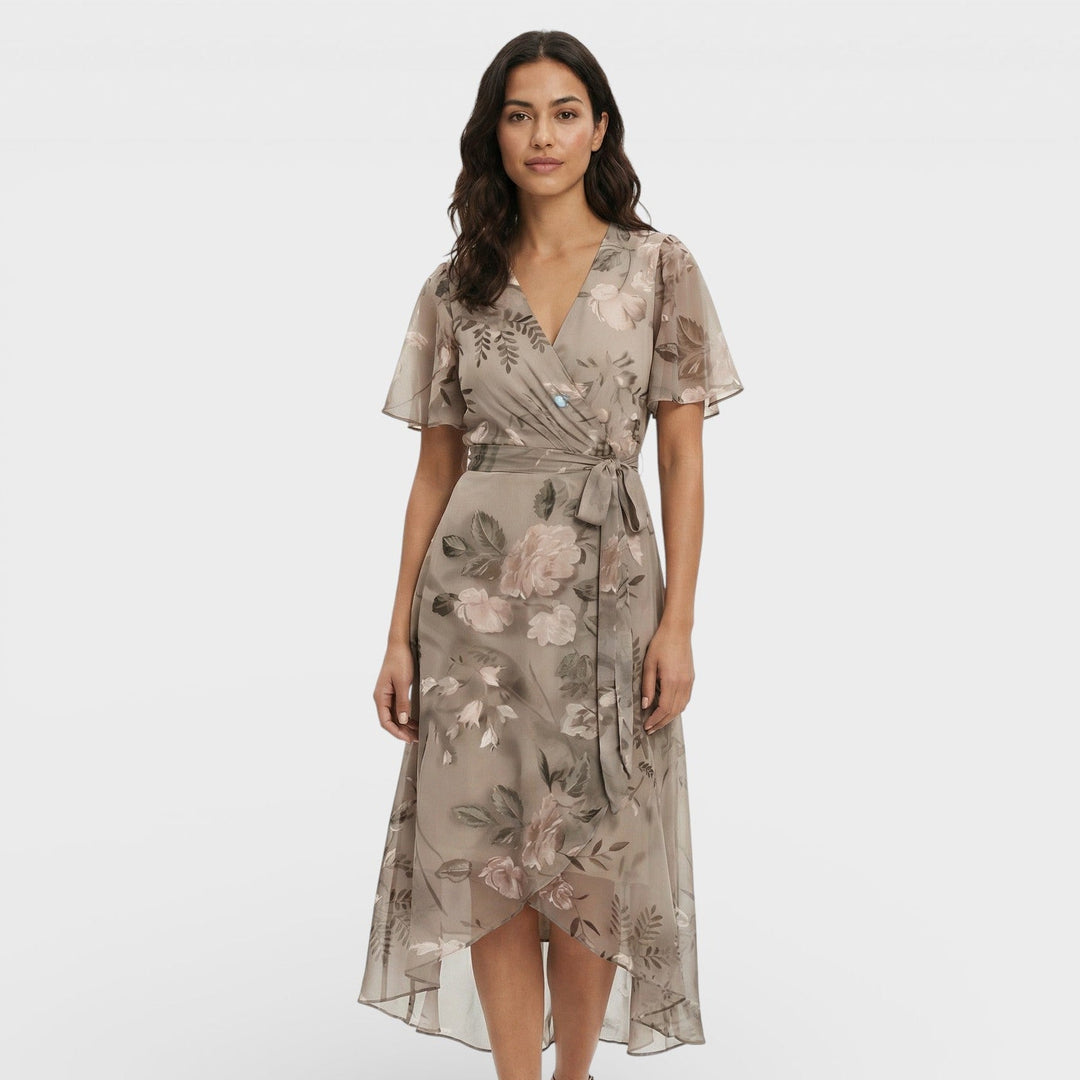 Robe Midi Manche Courte Décolleté V