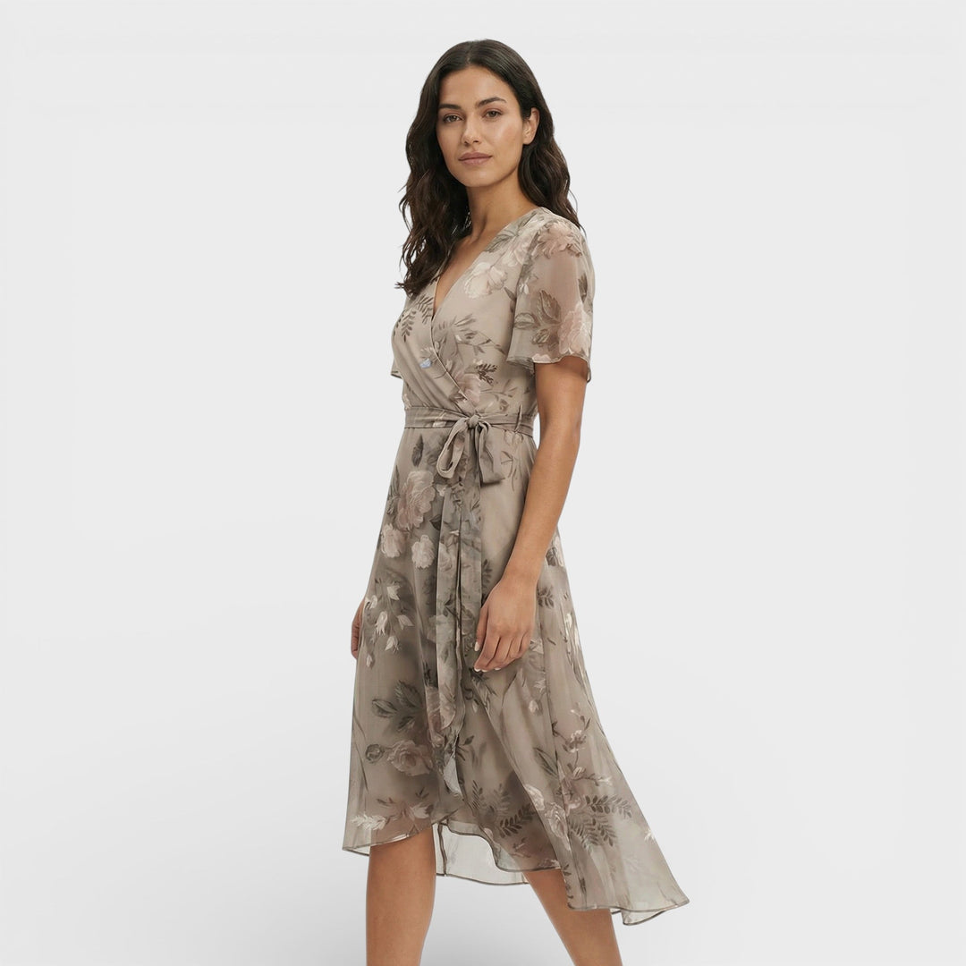 Robe Midi Manche Courte Décolleté V