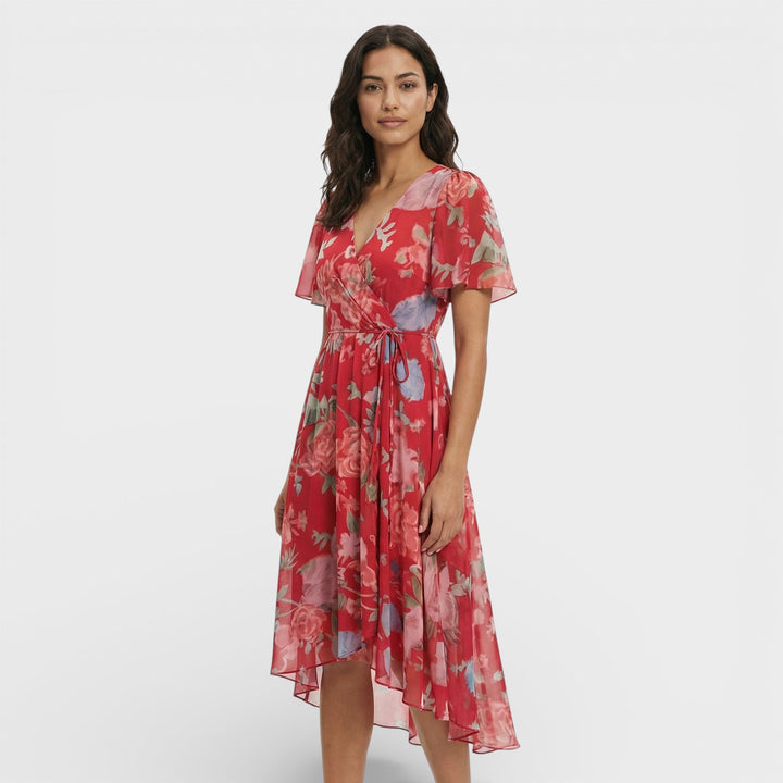 Robe Midi Manche Courte Décolleté V