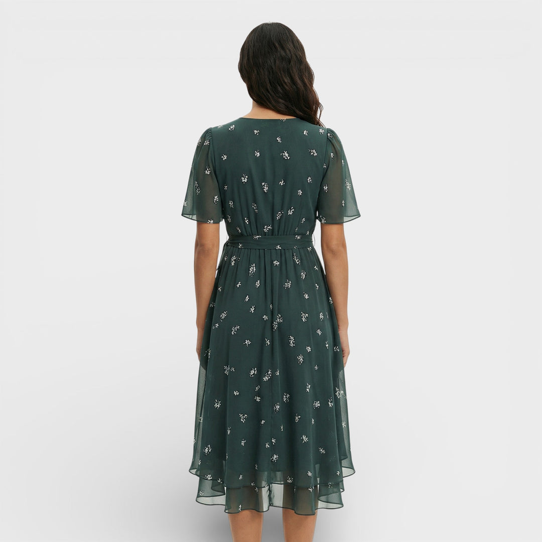 Robe Midi Manche Courte Décolleté V
