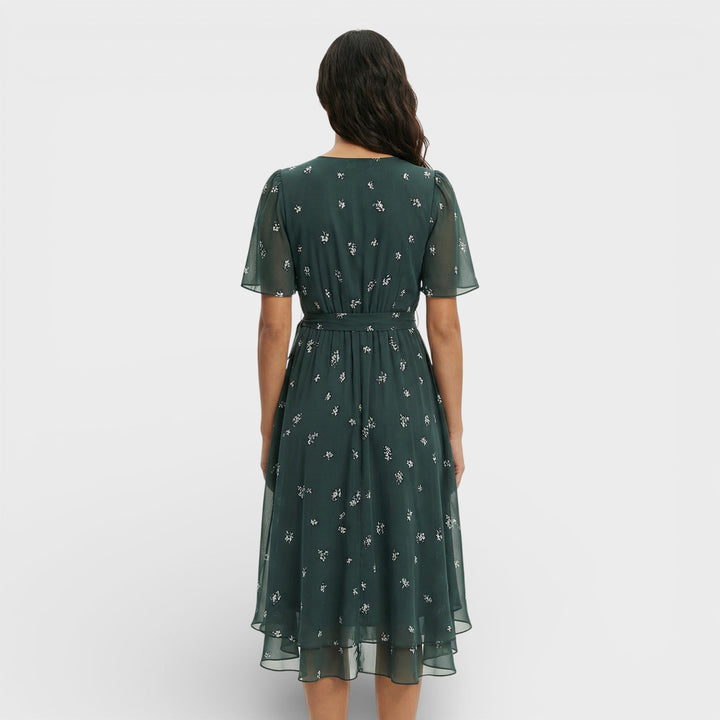Robe Midi Manche Courte Décolleté V
