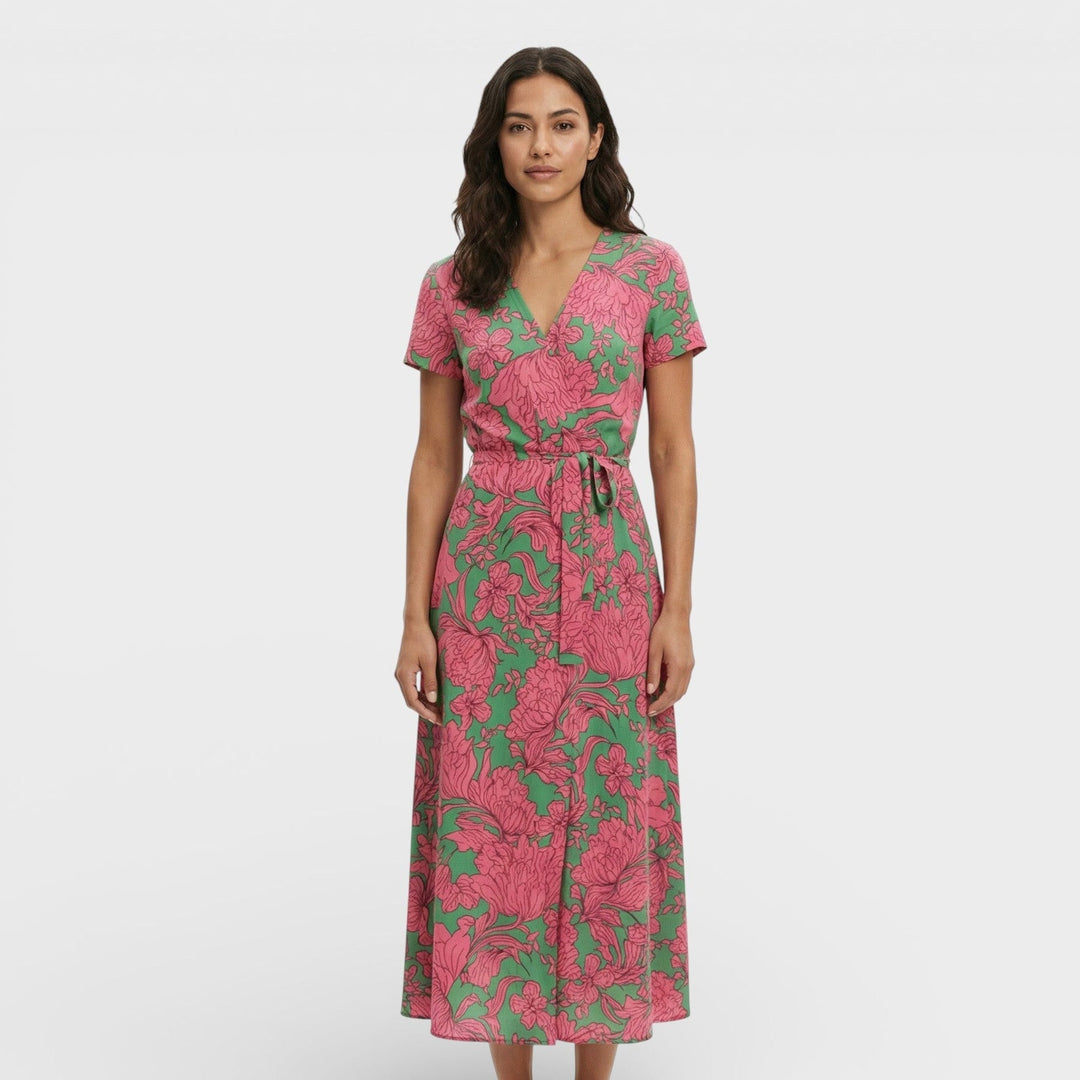 Robe Midi Croisée Florale Femme