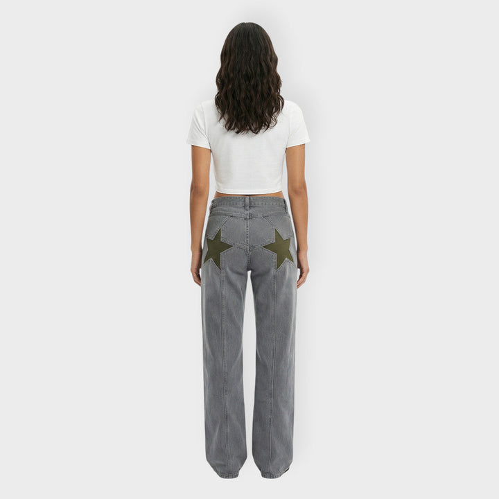 Jean Taille Basse Étoile Femme