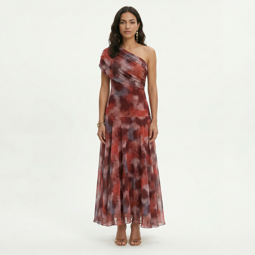 Robe Longue Élégante Une Épaule