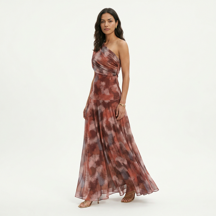 Robe Longue Élégante Une Épaule