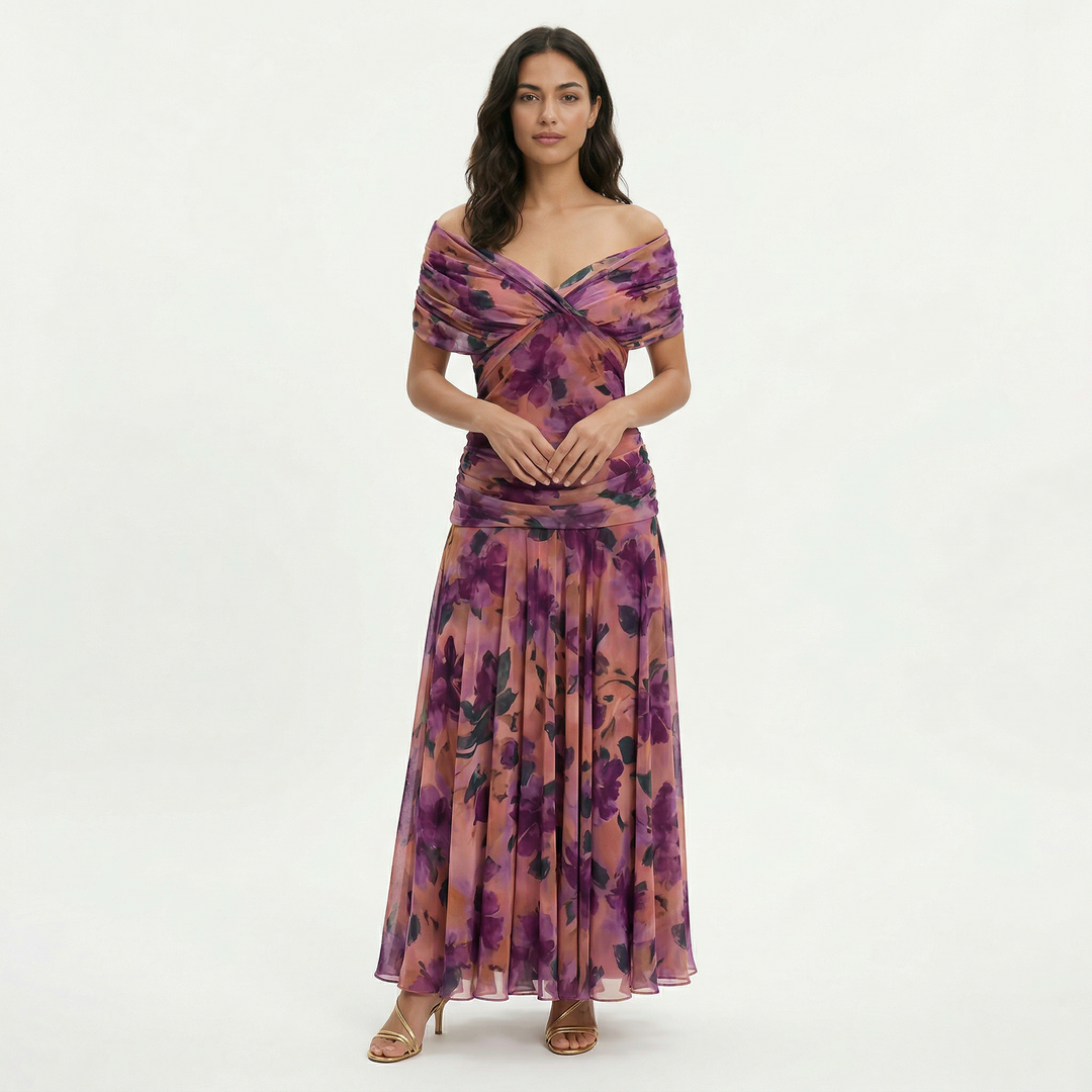 Robe Longue Plissée Florale Femme