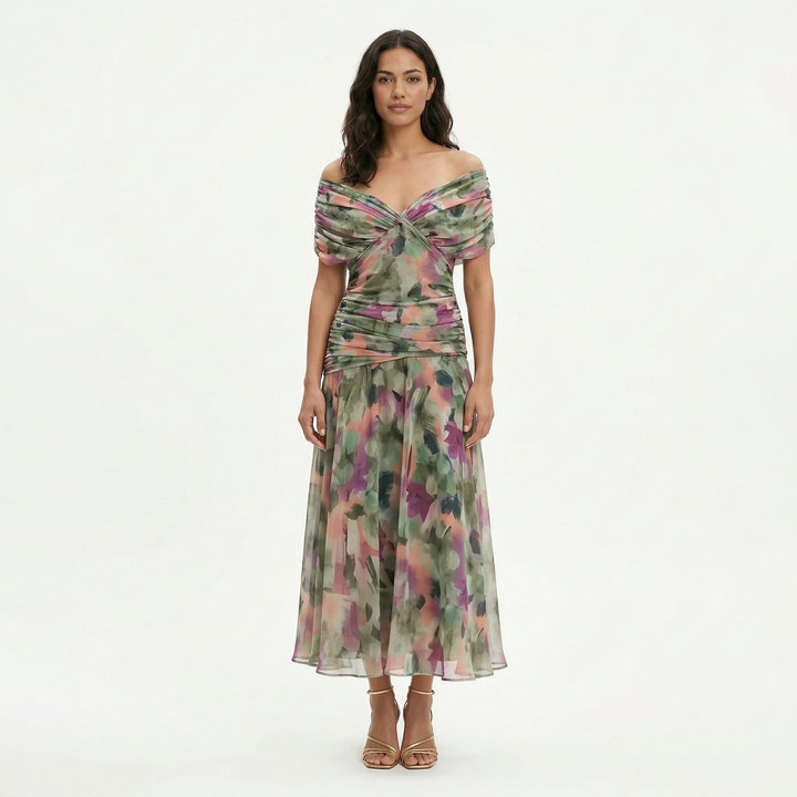 Robe Longue Plissée Florale Femme