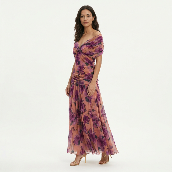 Robe Longue Plissée Florale Femme