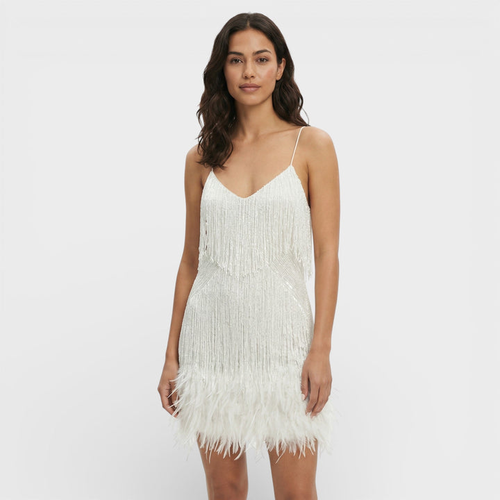 Robe Mini avec Plumes Glamour