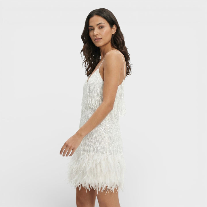 Robe Mini avec Plumes Glamour