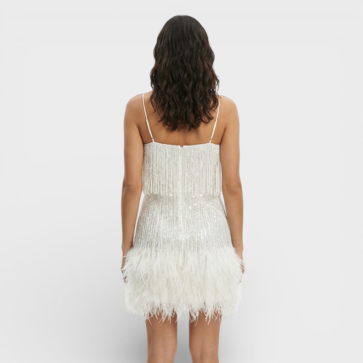 Robe Mini avec Plumes Glamour