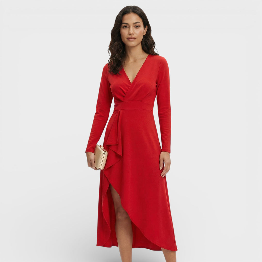Robe Midi Décolleté V Fente Élégante