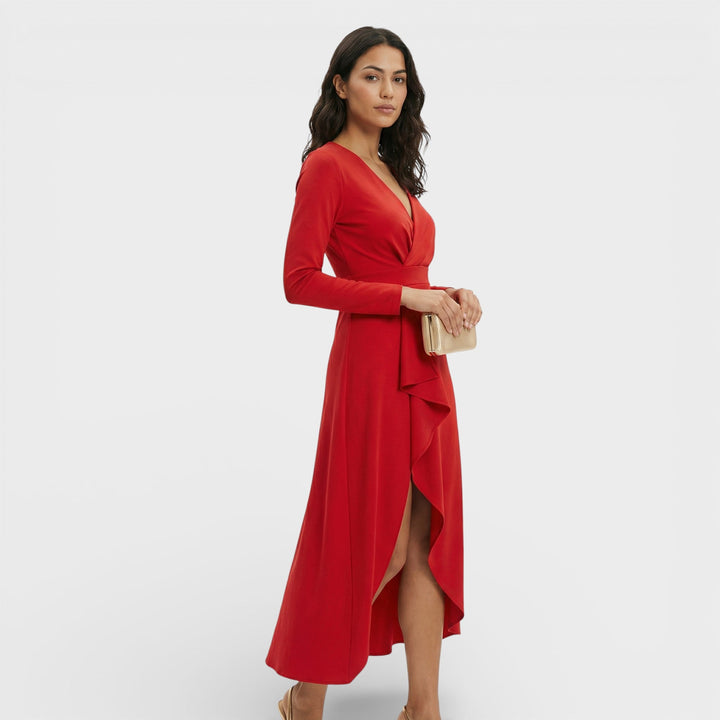 Robe Midi Décolleté V Fente Élégante
