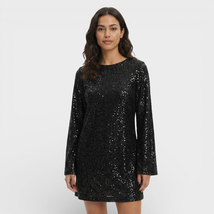 Robe Mini Paillettes Nœud Satin