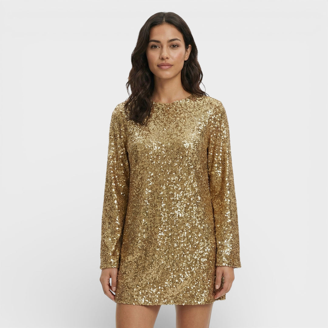 Robe Mini Paillettes Nœud Satin