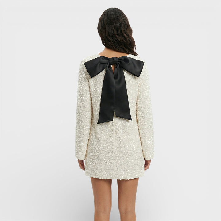 Robe Mini Paillettes Nœud Satin