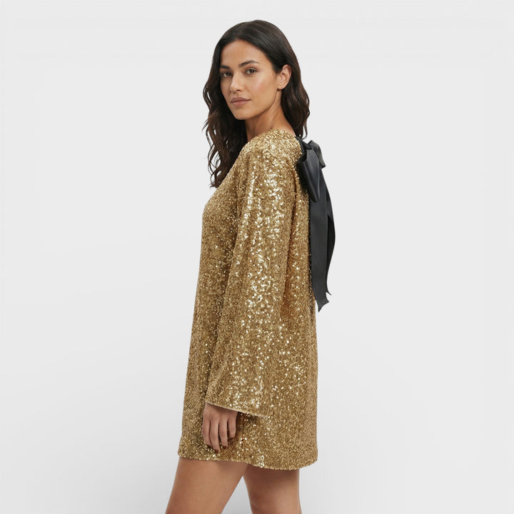 Robe Mini Paillettes Nœud Satin
