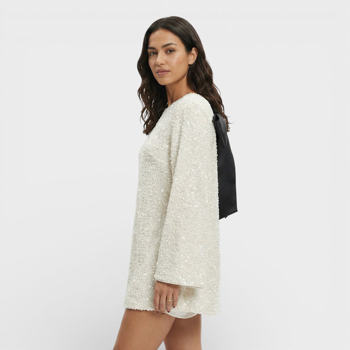 Robe Mini Paillettes Nœud Satin