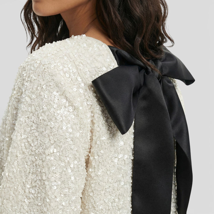 Robe Mini Paillettes Nœud Satin