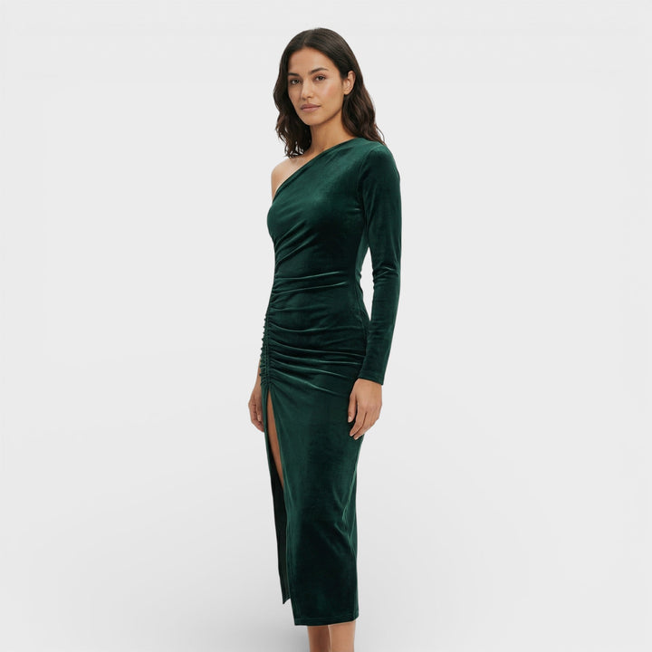 Robe Midi Velours Élégante Femme