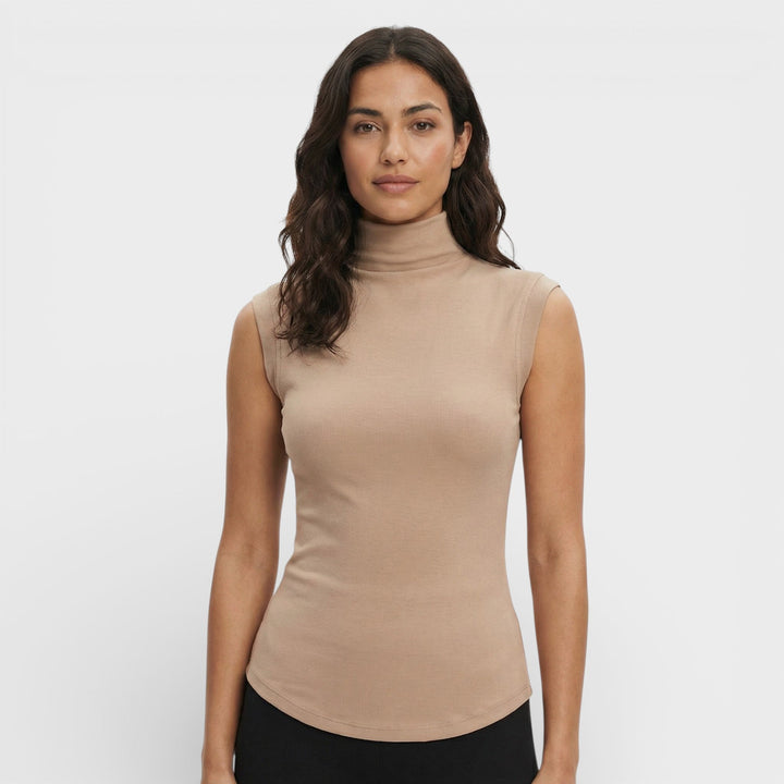Top Ajusté Col Montant Femme