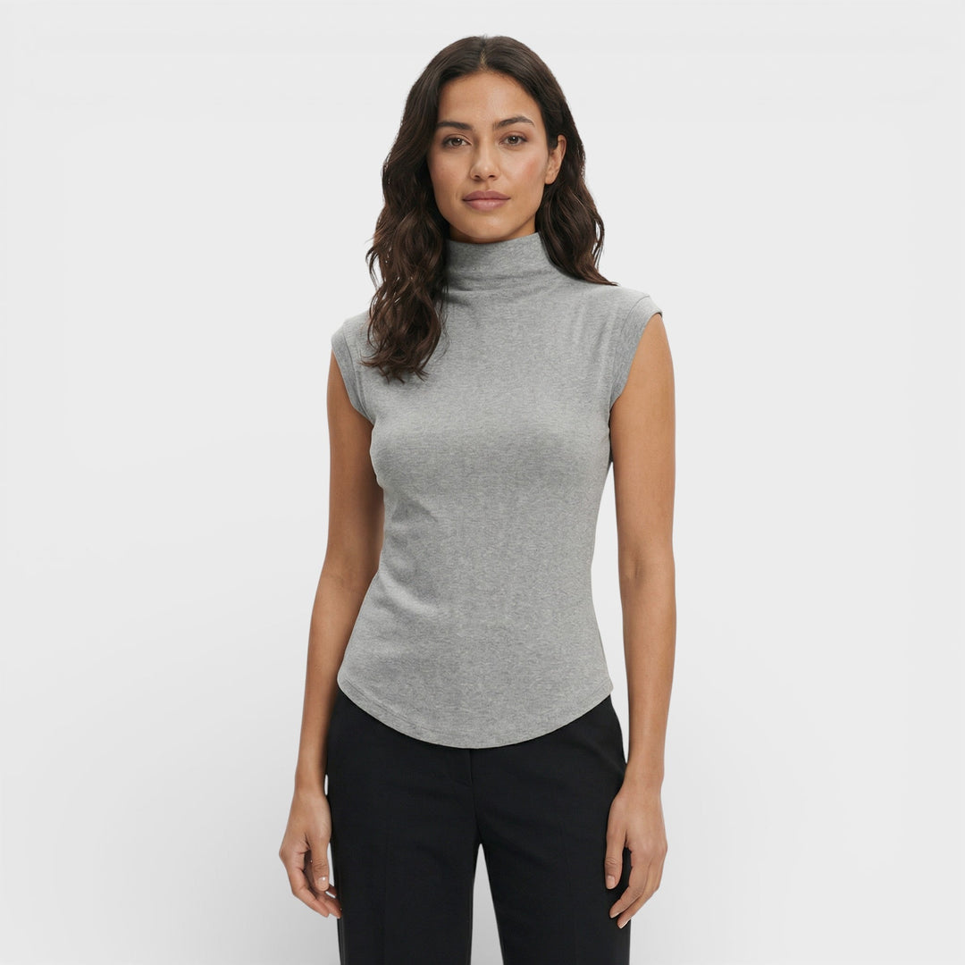 Top Ajusté Col Montant Femme