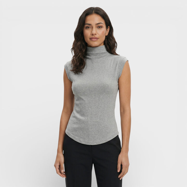 Top Ajusté Col Montant Femme