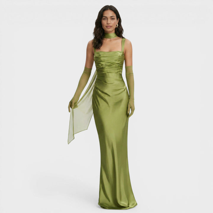 Robe Longue Soirée Halter Satin