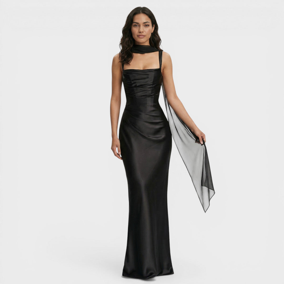 Robe Longue Soirée Halter Satin