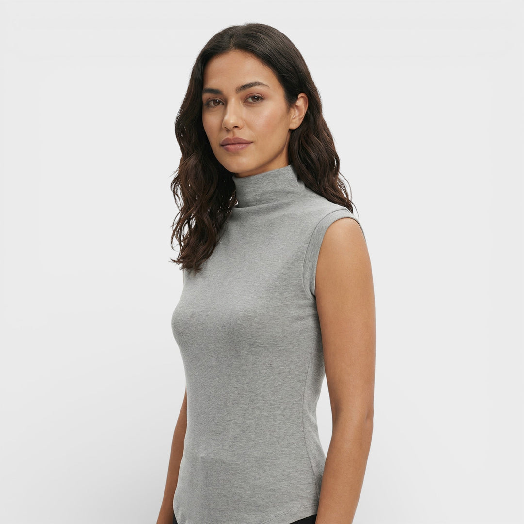 Top Ajusté Col Montant Femme