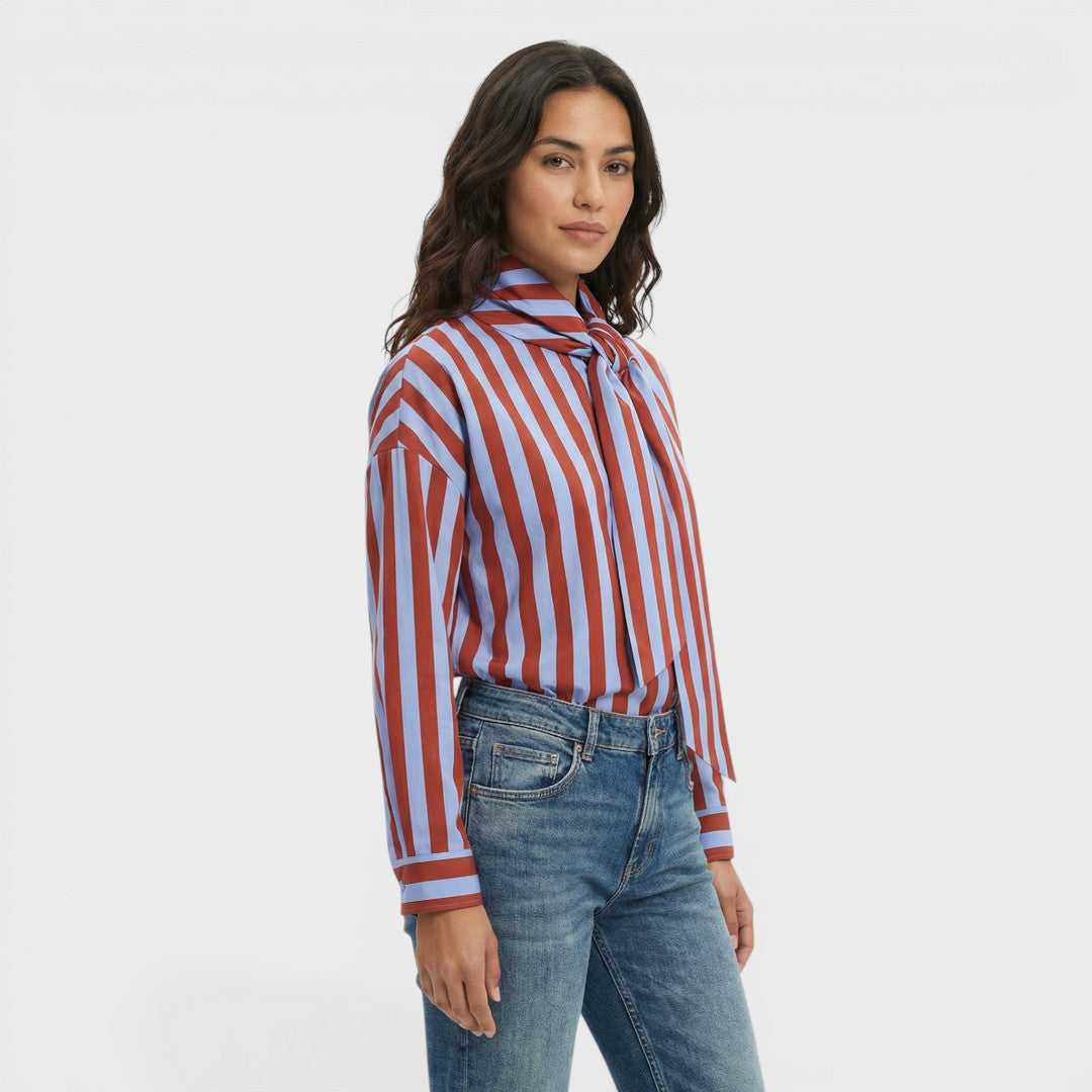 Chemise Rayures Femme Nœud Col