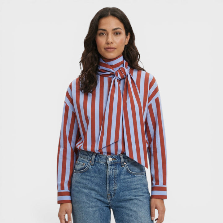 Chemise Rayures Femme Nœud Col