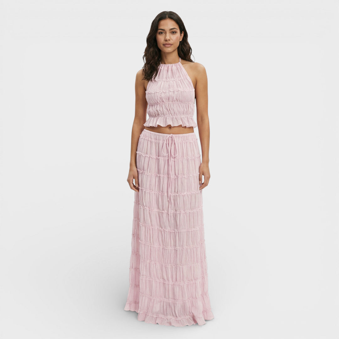 Ensemble Été Femme Halter Jupe Longue