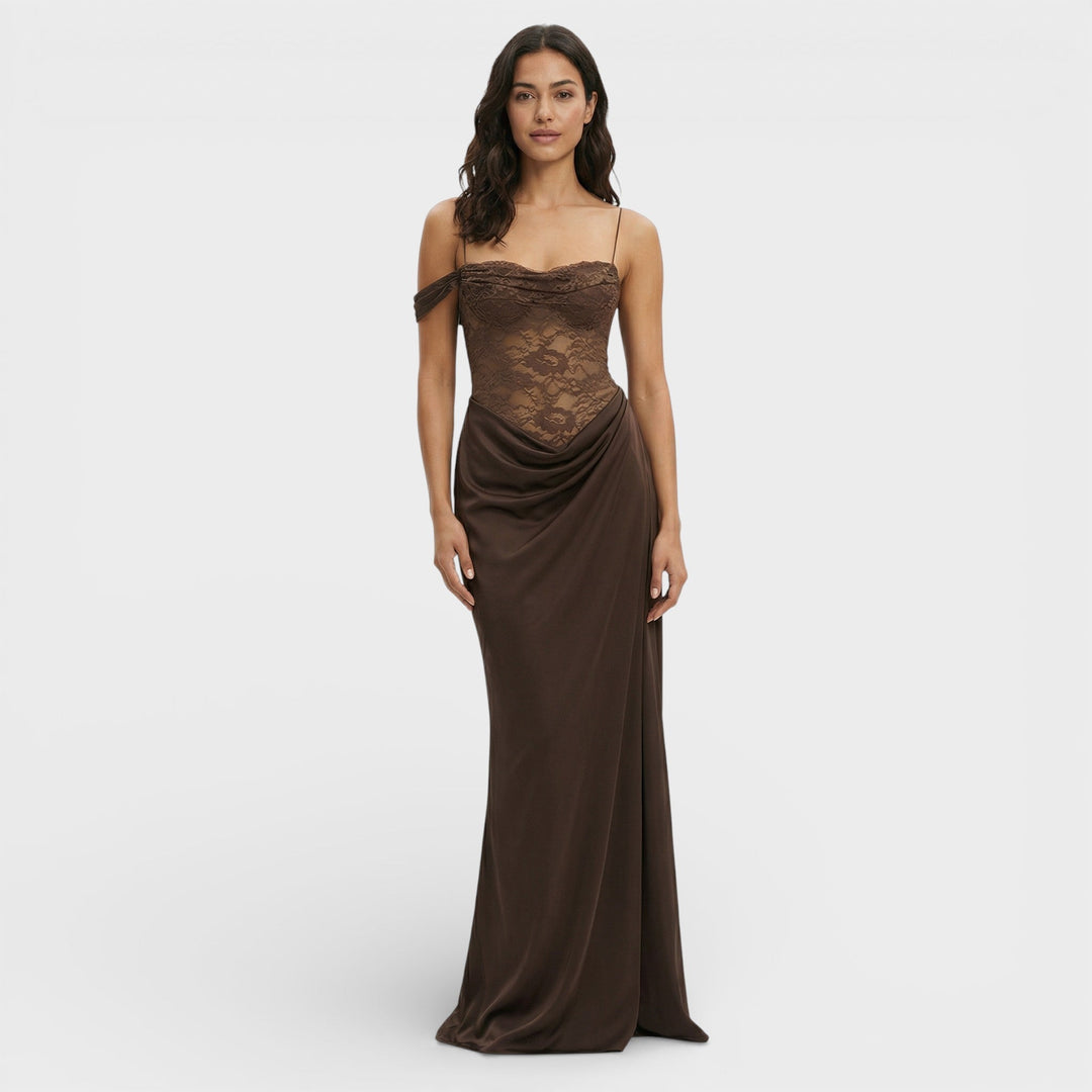 Robe Longue Dentelle Une Épaule Femme