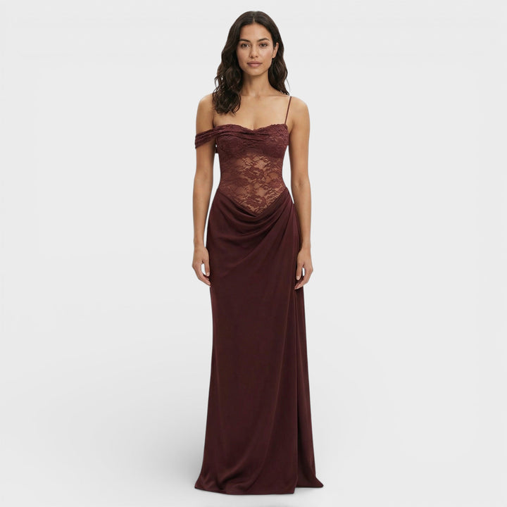 Robe Longue Dentelle Une Épaule Femme